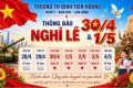 THÔNG BÁO LỊCH NGHỈ LỄ 30/4-01/5/2026