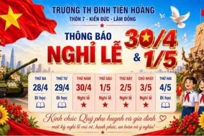THÔNG BÁO LỊCH NGHỈ LỄ 30/4-01/5/2026